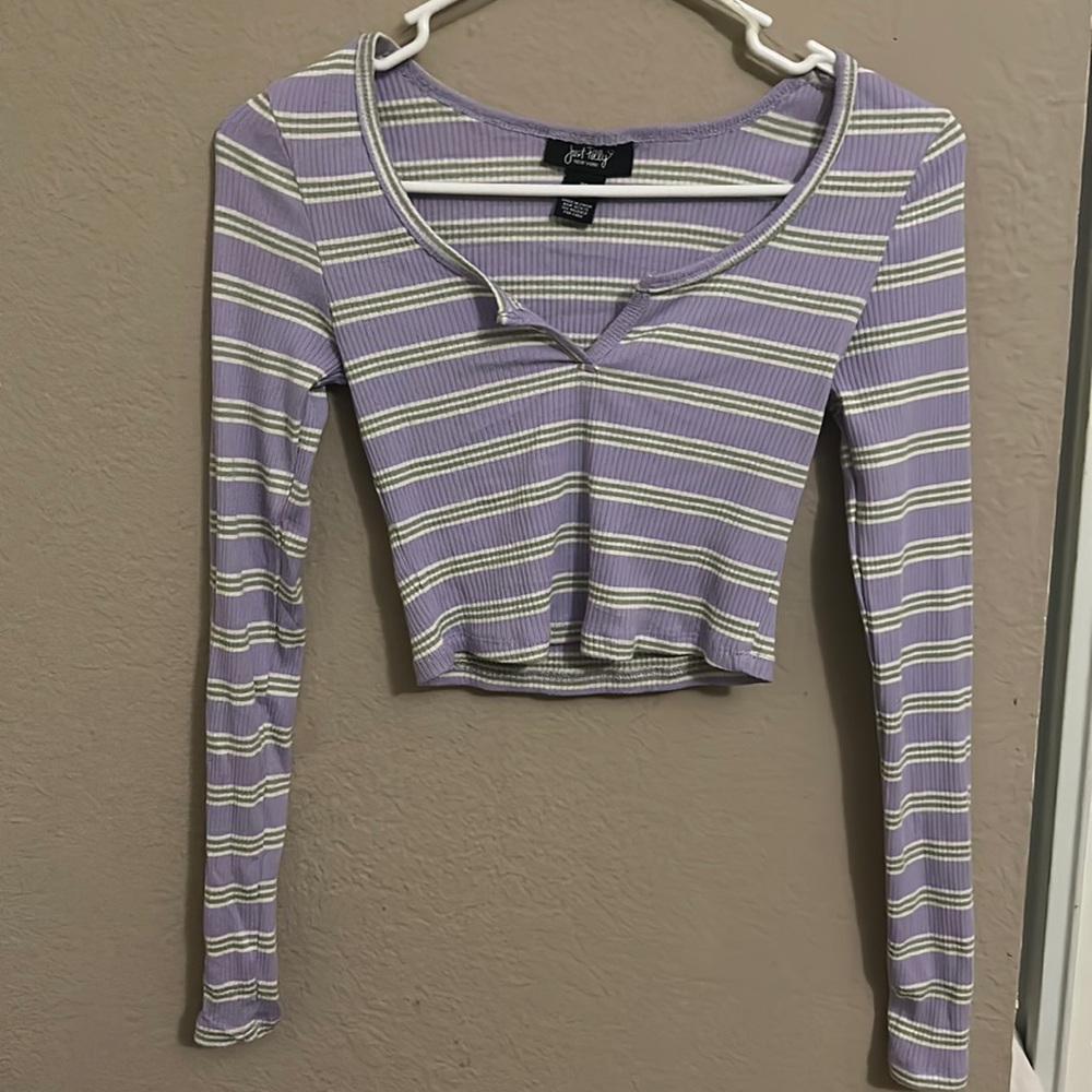 Cropped long sleeve top multicolor